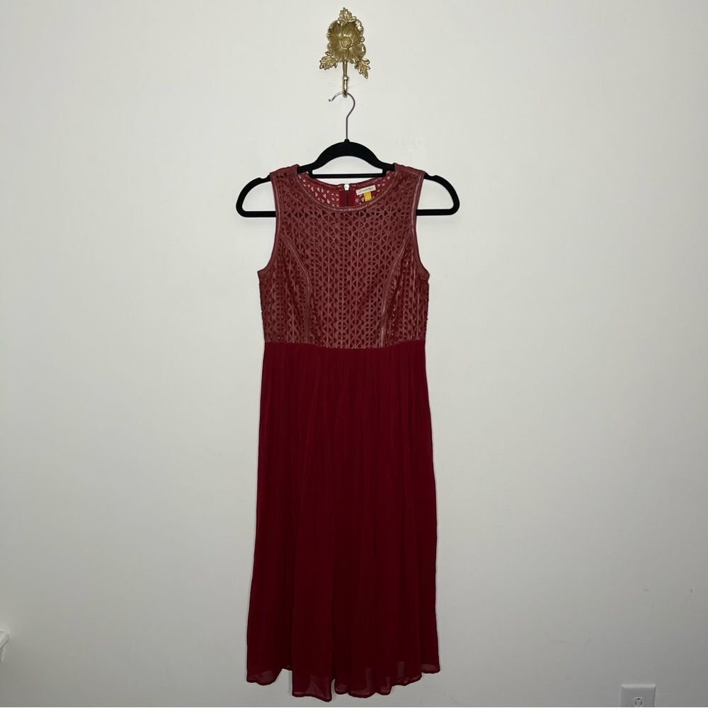 Anthropologie Leifsdotter Leather Laser Cut Midi Dress 2P